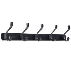 17.7" Dual 5 Hooks Wall Hooks Coat Rack Coat Hooks Zinc Alloy Black-A 1pcs
